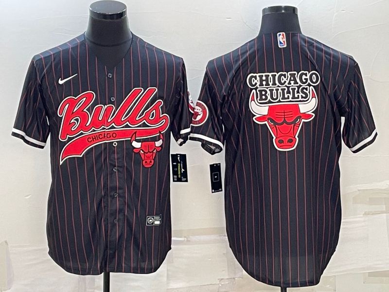 Men Chicago Bulls blank Black Stripe Game Nike 2023 NBA Jersey